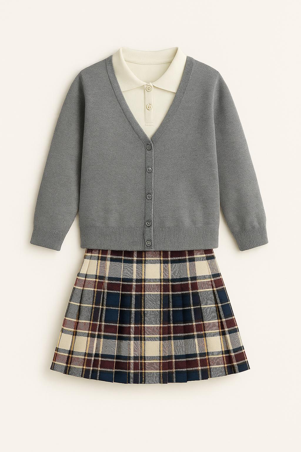 Klasik okul triko ceket süveter-3 Classic School Knitted Cardigan and Vest - Image 3