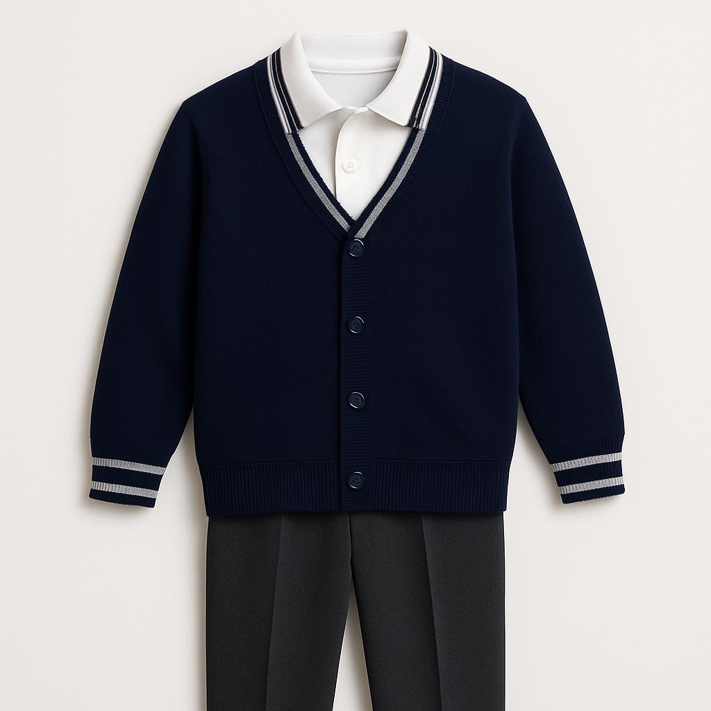 Klasik okul triko ceket süveter-4 Classic School Knitted Cardigan and Vest - Image 5